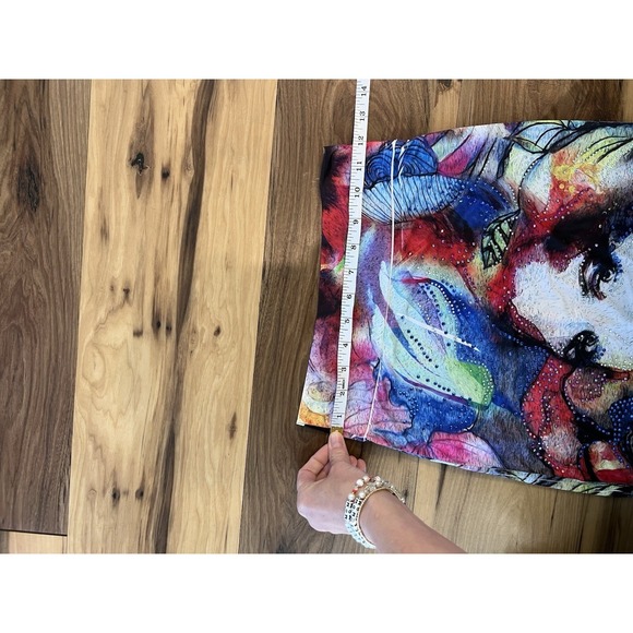 Surreal Art Portrait Midi Skirt Beaded Abstract Stretch Statement Piece - Picture 4 of 11